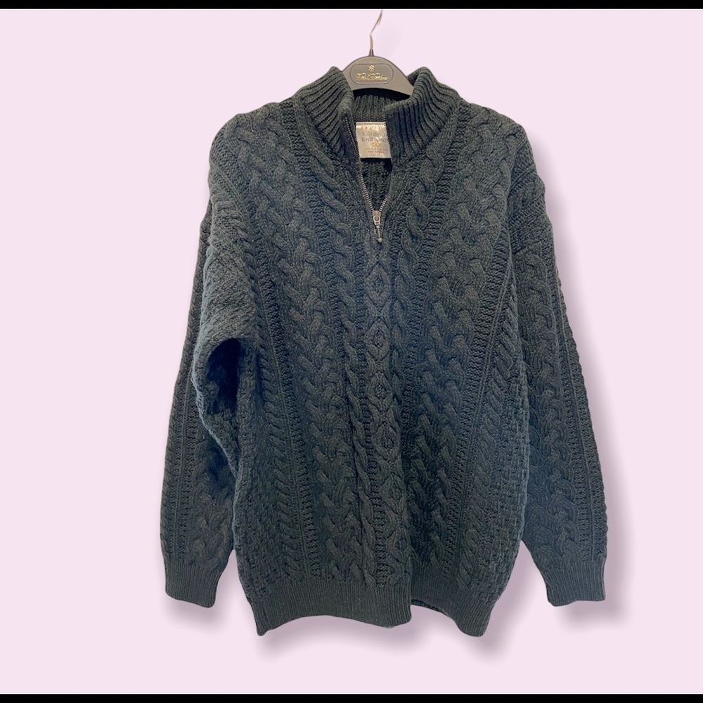 Kilronan Knitwear Irish hand knit sweater 100% Pure New Merino Wool Sz M NWOT